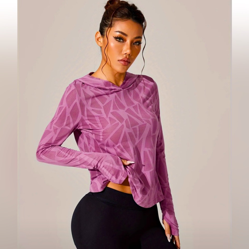 NEW Mesh Triangle Athletic Hoodie Hooded Longsleeve Shirt Lightweight Breathable